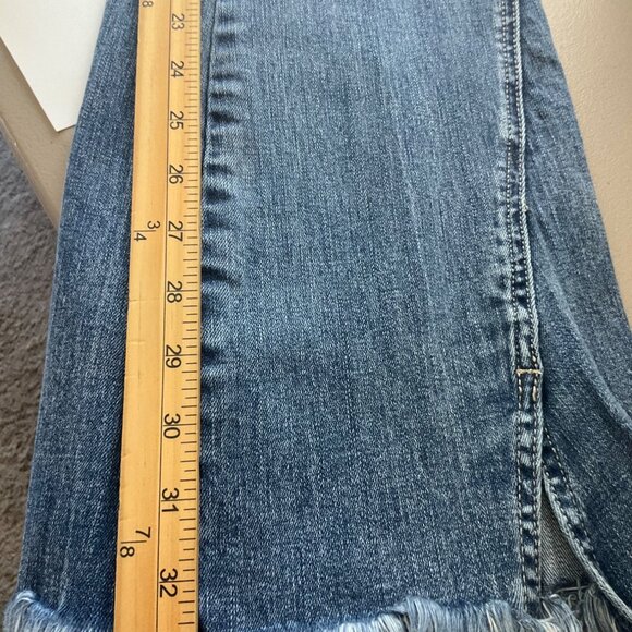 Kancan 5-26 High-Waisted Light Distressed Flare Jeans Denim Frayed Hem Tall - Picture 8 of 11